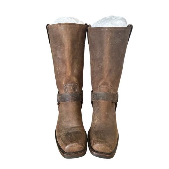 Frye Vintage Brown Leather Square Toe Harness BootSize 9.5 - Picture 4 of 13